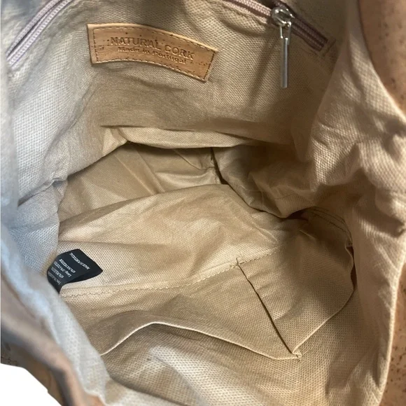 Artelusa Tan and Brown Shoulder Bag with Cork Material, project bag - Picture 5 of 6